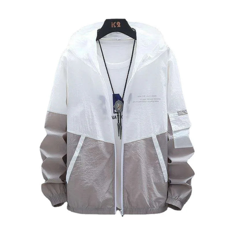 Casual Two-Tone Hooded Jacket Display