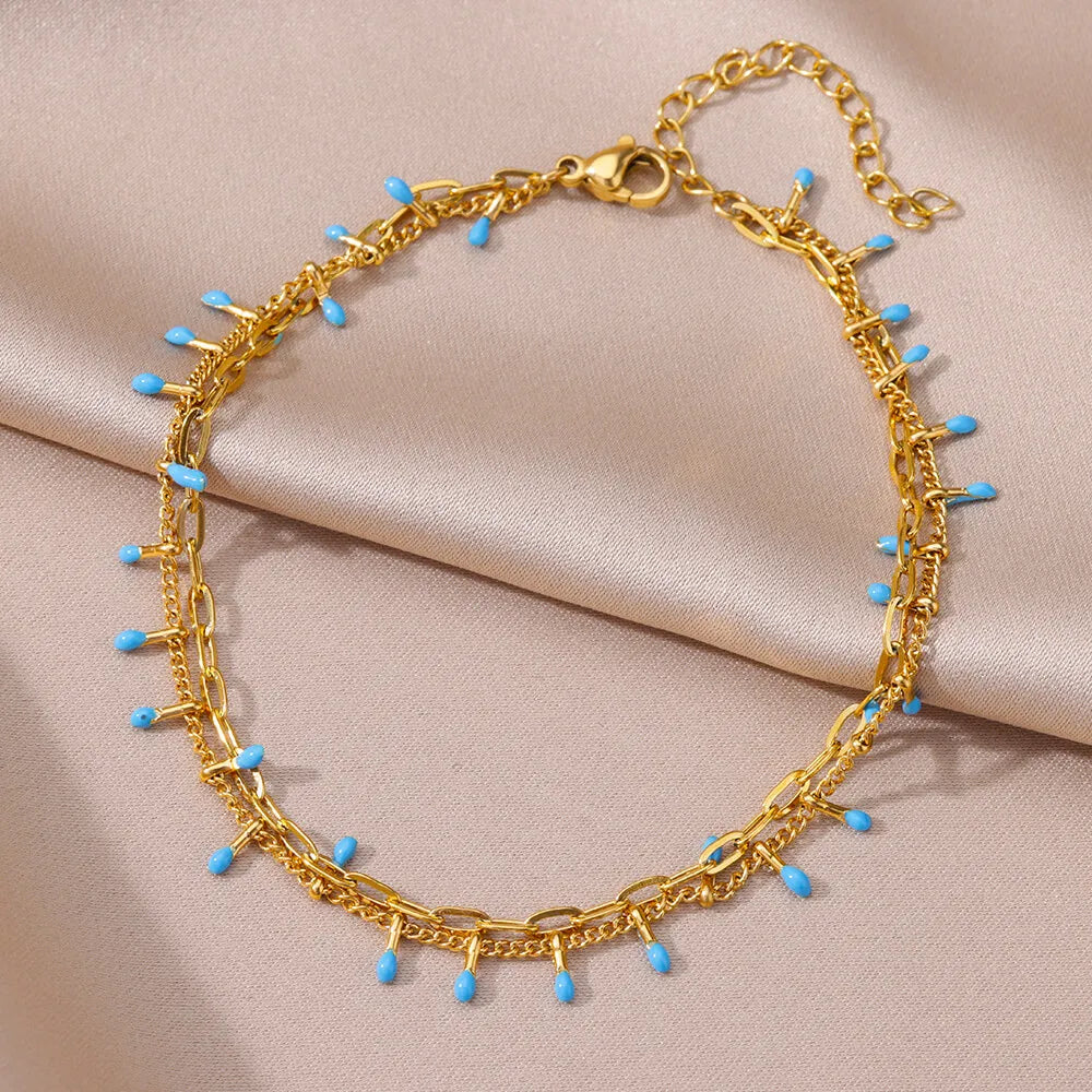 Pearl Chain Anklet Gold Color Leg Bracelets