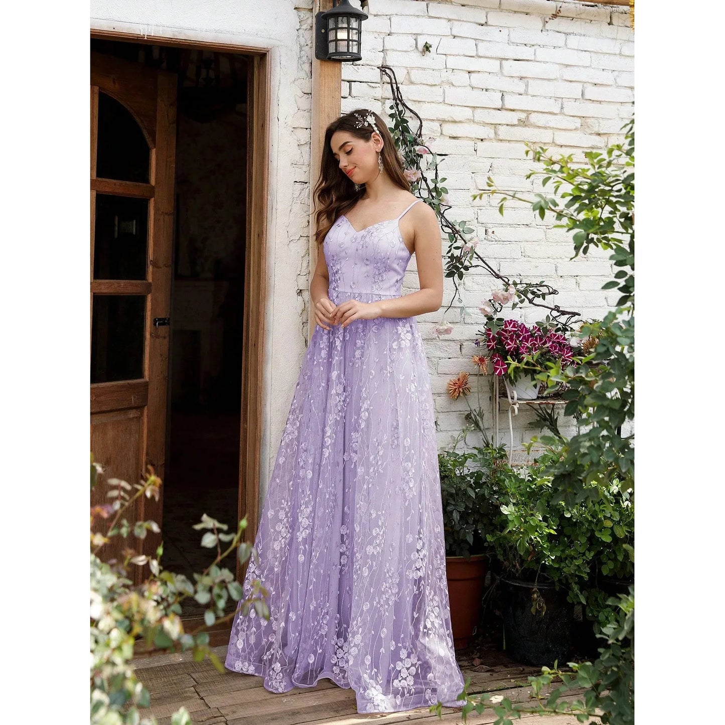 Romantic Lavender Floral Maxi Dress