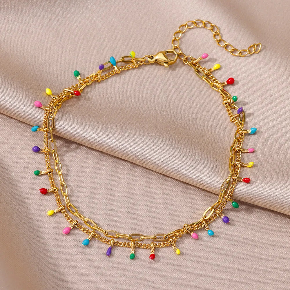 Pearl Chain Anklet Gold Color Leg Bracelets