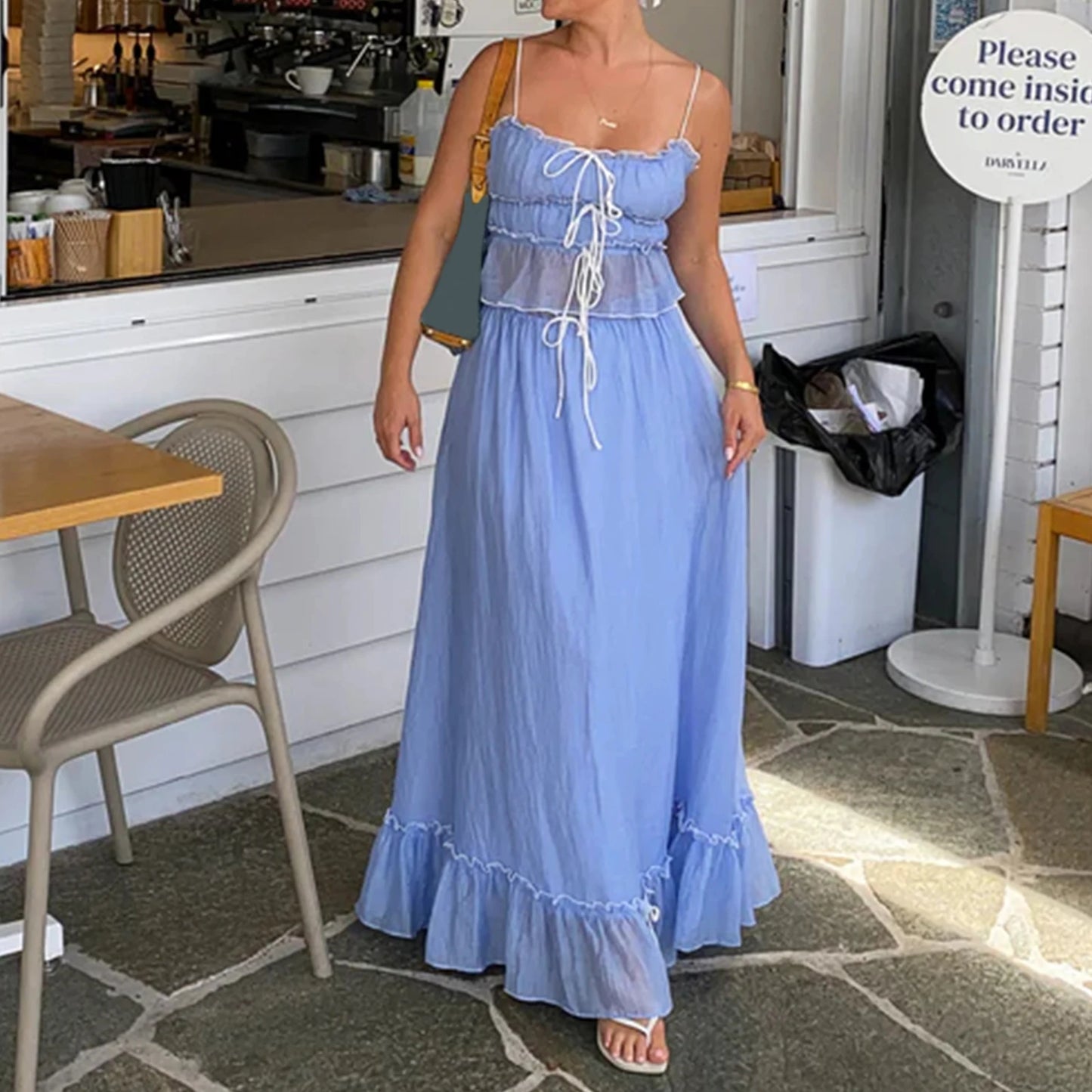 Chic Café Vibes: Graceful in White Maxi Dress