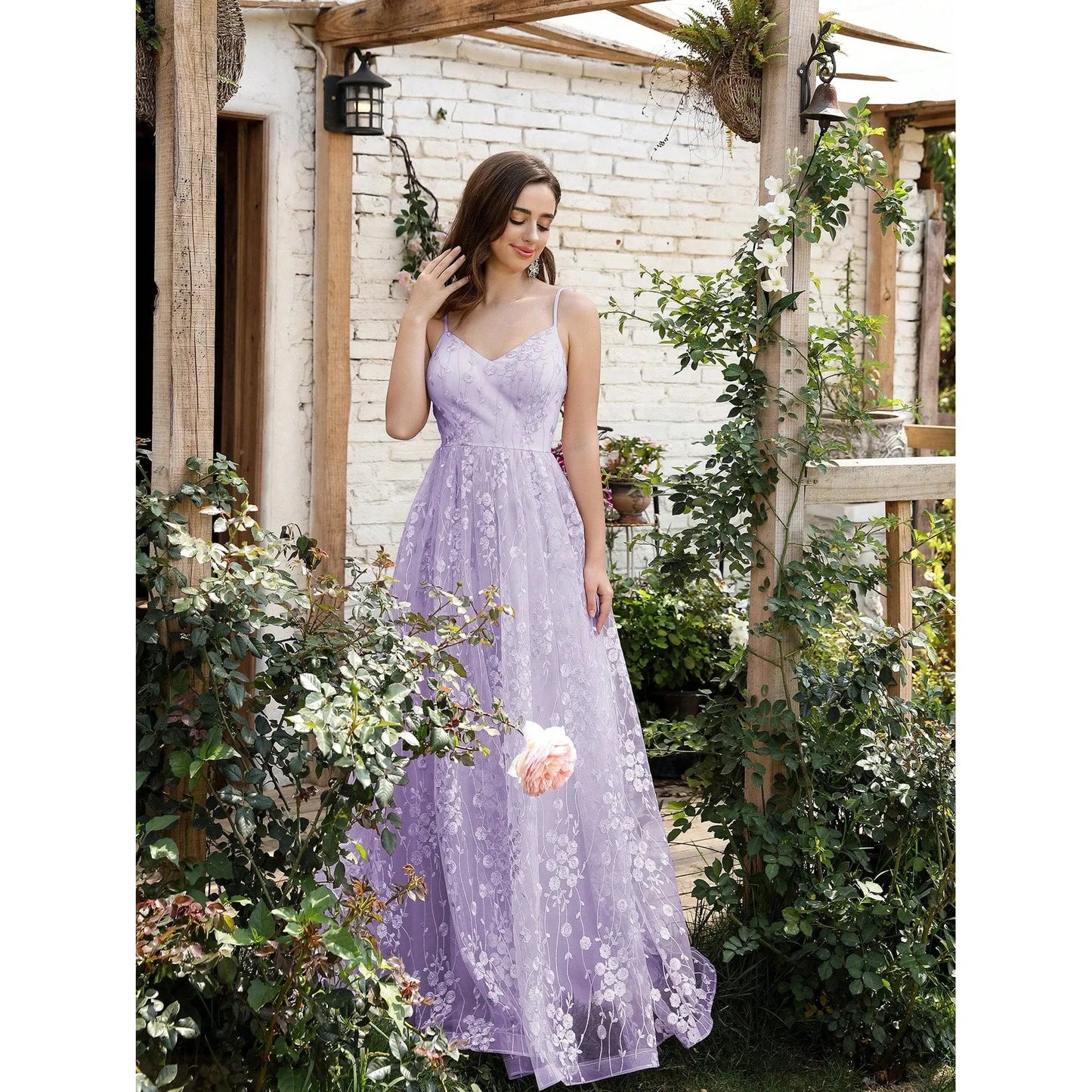 Romantic Lavender Floral Maxi Dress