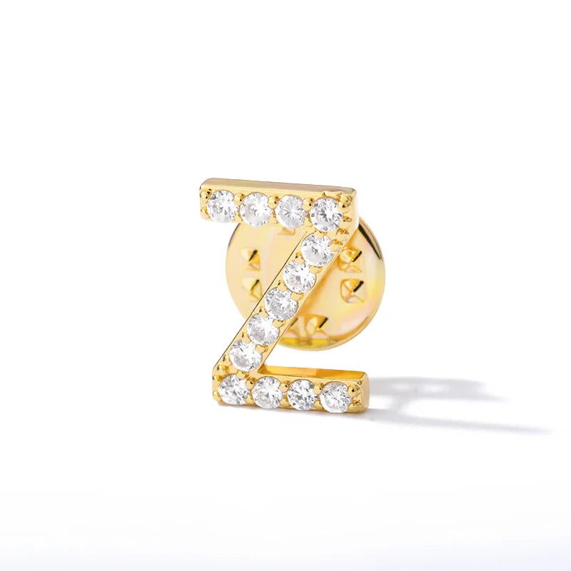 Crystal A-Z Letter Brooches