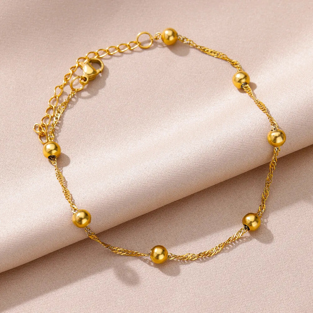 Pearl Chain Anklet Gold Color Leg Bracelets