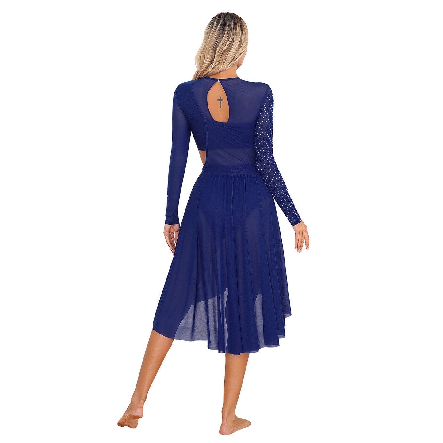 Elegant Cut-Out Long Sleeve Midi Dress