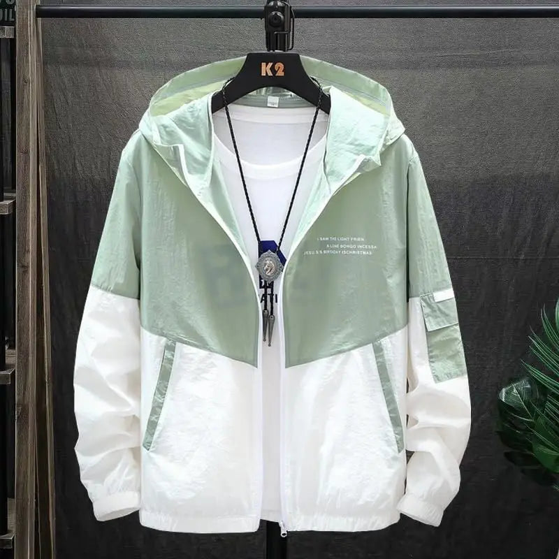 Casual Two-Tone Hooded Jacket Display