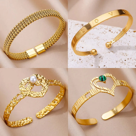 Gold Color Cuff Bracelets Bangle