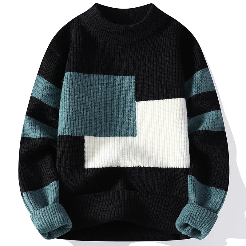 Splicing color patterns Men's wool pullovers