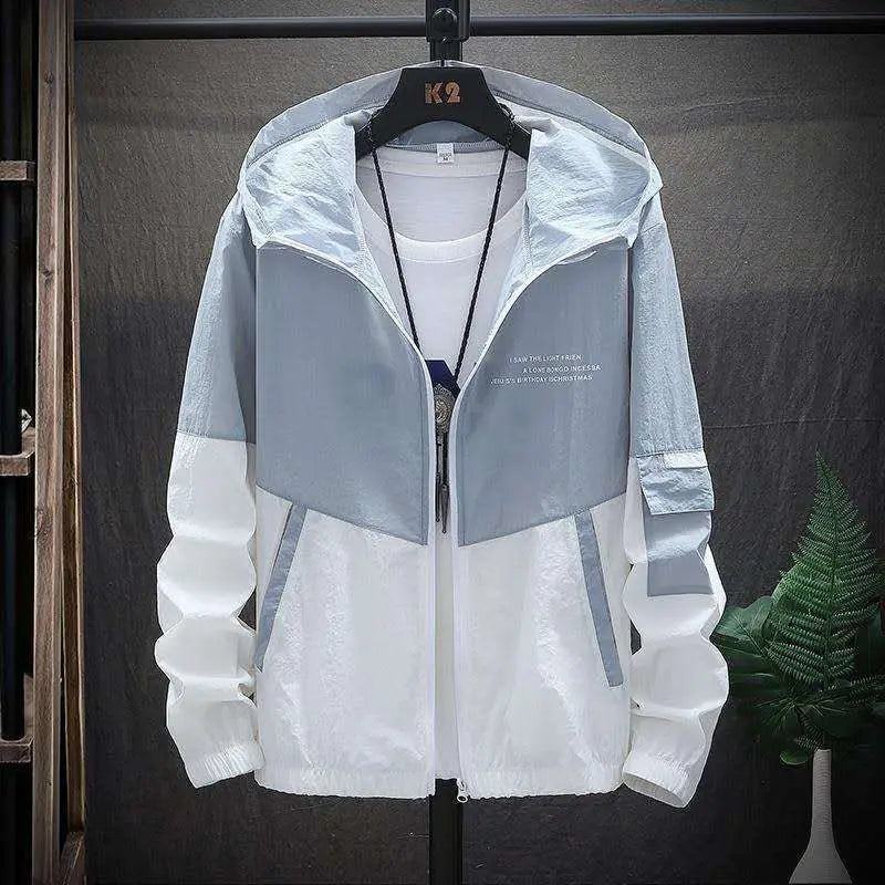 Casual Two-Tone Hooded Jacket Display