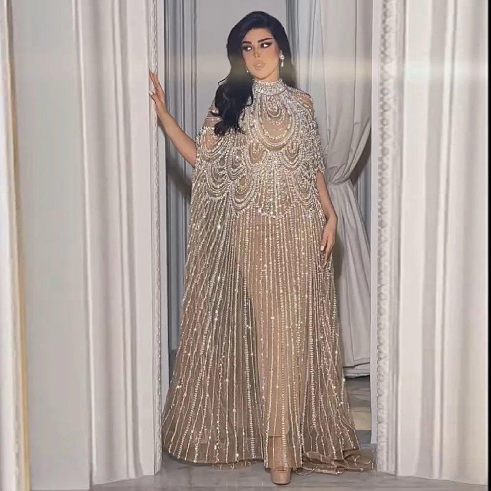 فستان سهرة فخم بغطاء لامع
